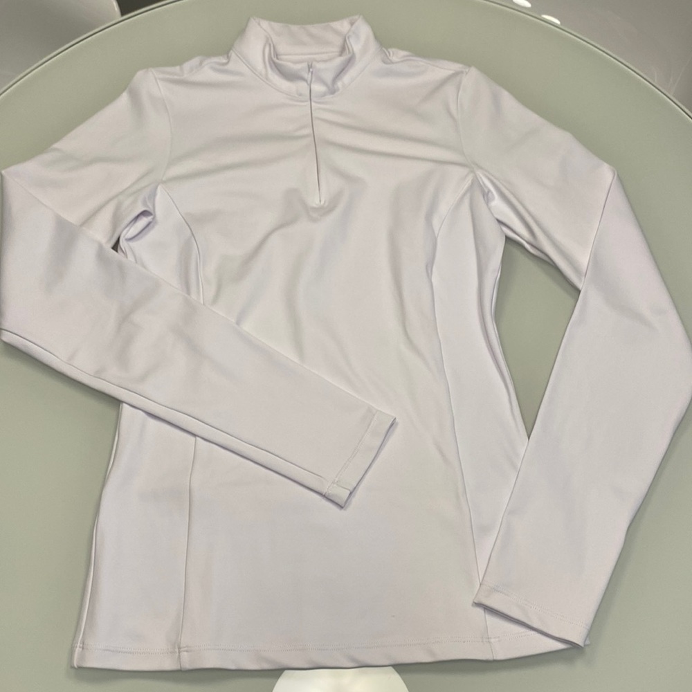 TKEQ White Quarter Zip Shirt Small